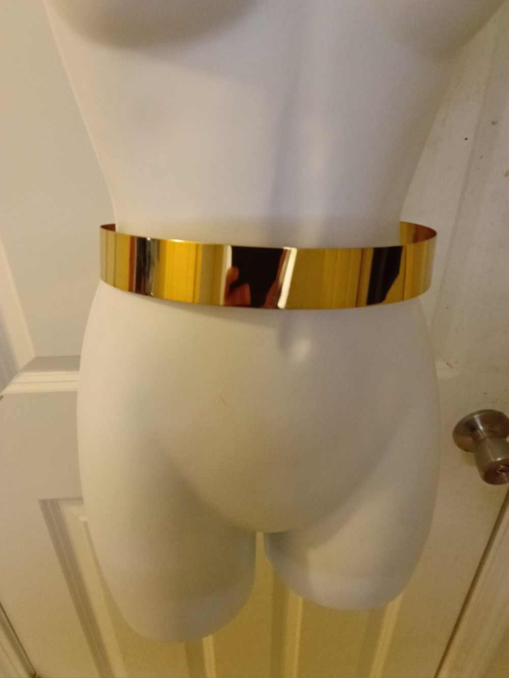 Gold Metal Waist Belt — Sleek Statement Belt (Gold) One Size Adjustable Any Size - Picture 2 of 5